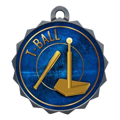 2-1/4 Inch Die-Cast Metal Award Medallion with Antique Silver Finish and Attached 2 Inch Full Color Laminated Sport Insert.