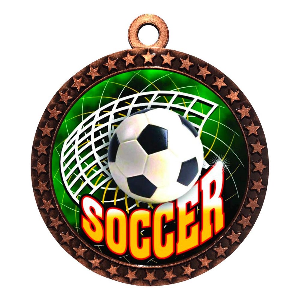 2-1/2 Inch Die-Cast Metal Award Medallion with Antique Bronze Finish and Attached 2 Inch Full Color Laminated Sport Insert.