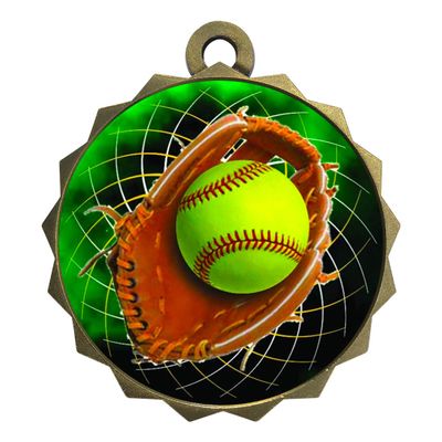2-1/4 Inch Die-Cast Metal Award Medallion with Antique Gold Finish and Attached 2 Inch Full Color Laminated Sport Insert.