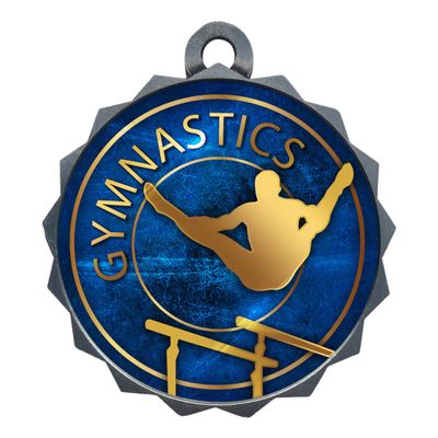 2-1/4 Inch Die-Cast Metal Award Medallion with Antique Silver Finish and Attached 2 Inch Full Color Laminated Sport Insert.