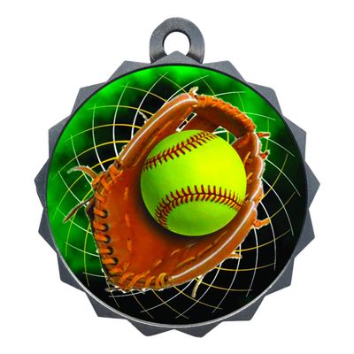 2-1/4 Inch Die-Cast Metal Award Medallion with Antique Silver Finish and Attached 2 Inch Full Color Laminated Sport Insert.