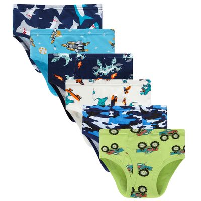 Boboking Little Boys Briefs Dinosaur Truck Toddler Kids Underwear (Pack of 6) 9/10Y