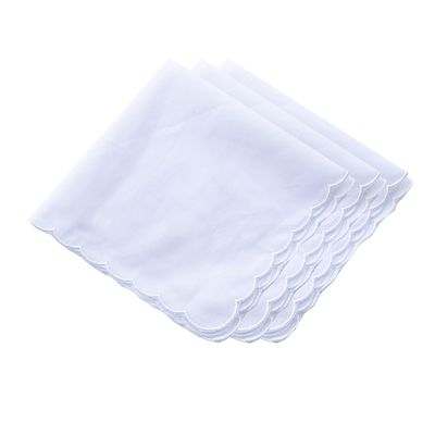 CoCoUSM White Handkerchiefs Premium 60s Cotton scalloped Hankies 11 Inches