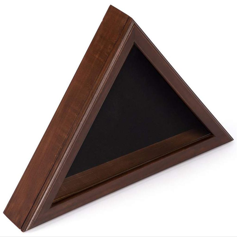 Burial Flag Case for 9.5 x 5 Banners, Wood and Glass Construction, Memory Case has Magnetic Front - Cherry Finish