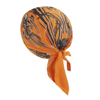 Greenery-GRE Head Tie Quick Drying Cycling Cap Headband Skull Beanie Bandanas Do Rags Breathable Moisture Wicking Pirate Hat Helmet Liner (Ghost, Orange)