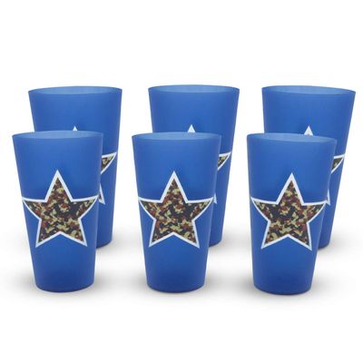 eXpace 32 oz Plastic Tumblers Stadium Cups, Military Blue, 6 Pack