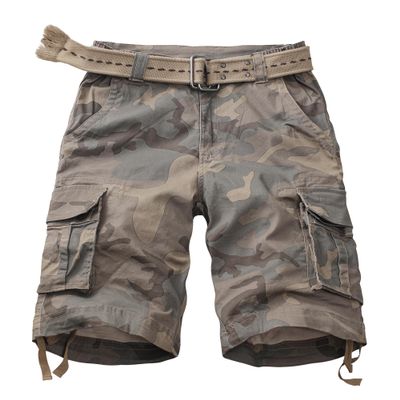 AKARMY Men's Casual Multi Pocket Outdoor Camouflage Shorts Twill Camo Cargo Shorts 8066 C34 Retro Camo(No Belt) 40