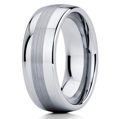 Silly Kings Jewelry Tungsten Wedding Band,8mm Tungsten Ring,Tungsten Carbide,Dome Tungsten Band (15) (6)
