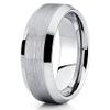 Tungsten Wedding Band Silver Tungsten Ring Tungsten Carbide Ring 8mm Beveled Edges (11) view 1