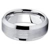 Tungsten Wedding Band Silver Tungsten Ring Tungsten Carbide Ring 8mm Beveled Edges (11) view 2