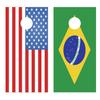 American Flag and Brazilian Flag Cornhole Board Decal Wraps Laminated view 1