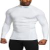 TSLA Men's Thermal Long Sleeve Compression Shirts, Mock/Turtleneck Winter Sports Running Base Layer Top, Heatlock Mock Neck White, Small view 1
