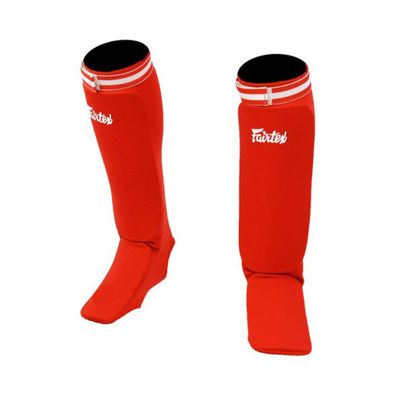 Fairtex SPE1 Kickboxing MMA Muay Thai Padded Elastic Training Sparring Shin Pads One Size Fits All (Red)