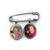 1, 2 or 3 Custom Photo Groom Wedding Memorial Lapel Boutonniere Pin in Silver or Bronze Finish (2 Photo Silver Pin) view 1