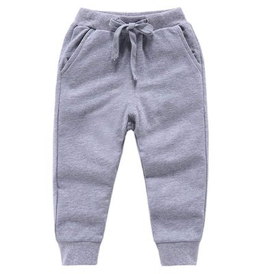 Ding-dong Baby Toddler Kid Boy Solid Cotton Active Pants Casual Drawstring Jogger Sport Jogger PantsGrey,2T