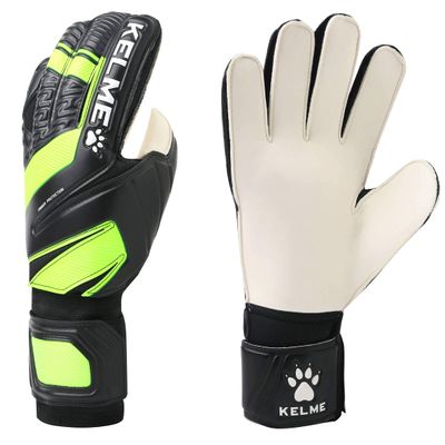 KELME Soccer Goalkeeper Gloves - Professional Goalie Glove Unisex - Football GK Gloves Super Grip Latex Finger Protection (Black/Green, Size 8 (Youth-Teen))