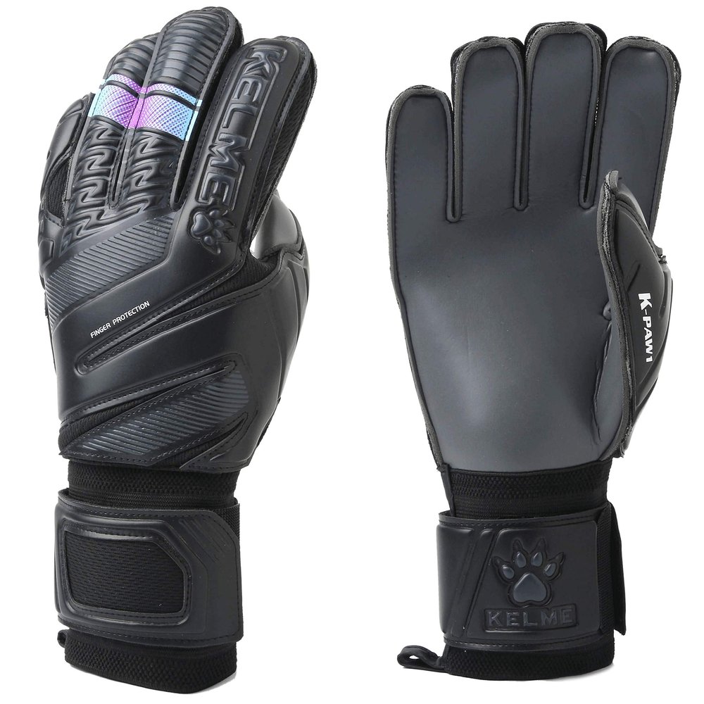 KELME Soccer Goalkeeper Gloves - Professional Goalie Glove Unisex - Football GK Gloves Super Grip Latex Finger Protection (Black, Size 5 (Youth))