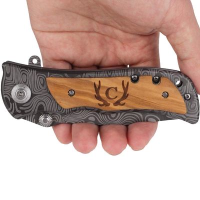 Fanfoobi Laser Engraved Pocket Knife with Monogrammed C(from Alphabet 26 A-Z),Valentines Day Anniversary Present for Men, Birthday Present for Men, Boyfriend, Husband Birthday, Fathers Day