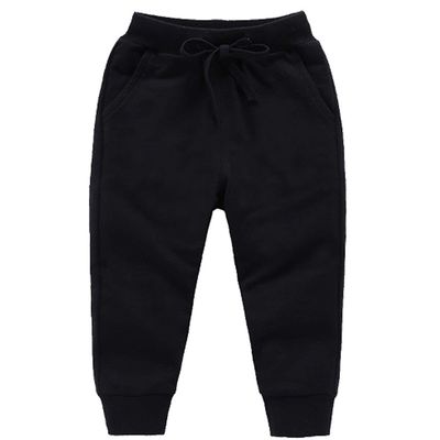 Ding-dong Baby Toddler Kid Boy Solid Cotton Active Pants Casual Drawstring Jogger Sport Jogger PantsBlack,6T