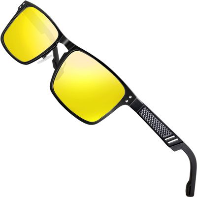 ATTCL Night Driving Glasses Rectangular for Men Al-Mg Metal Frame Ultra Light Yellow 6500