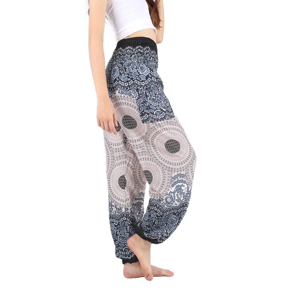 Boho Pants 2-Pocket Flowy Harem Pants Women for Yoga Travel Hippie Clothes