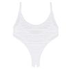 easyforever Womens One-Piece High Cut Thong Leotard See Through Backless Bodysuit Swimsuit Monokini White One Size view 4