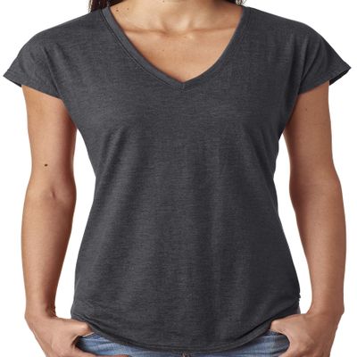 Yoga Clothing For You Ladies Hot V-Neck Tee Shirt (Womens XXL, Heather Dark Grey)