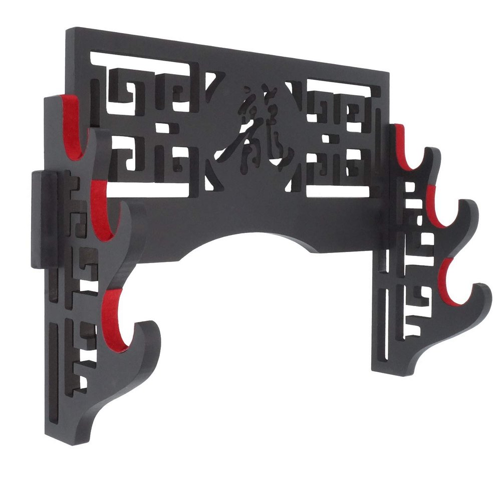 Eforlife Velvet Protect Sword Wall Mount Sword Holder Display Stand with Felt Strips for Katana Wakizashi Genji and Samurai Swords (3 Tier Dragon - )