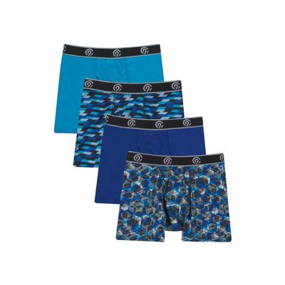 C9 Champion Boys' Lightweight Performance Boxer Briefs, Intense Aqua, Surf The Web Print, L