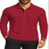 KUYIGO Mens Slim-Fit Long Sleeve Polo Shirts Casual Basic Designed Cotton Tops XX-Large Red view 1