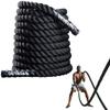 Max4out Battle Ropes 1.5 inch 30 ft - Polyester Workout Rope Heavy for Home Body Workouts Building Muscle, Gray Black view 1