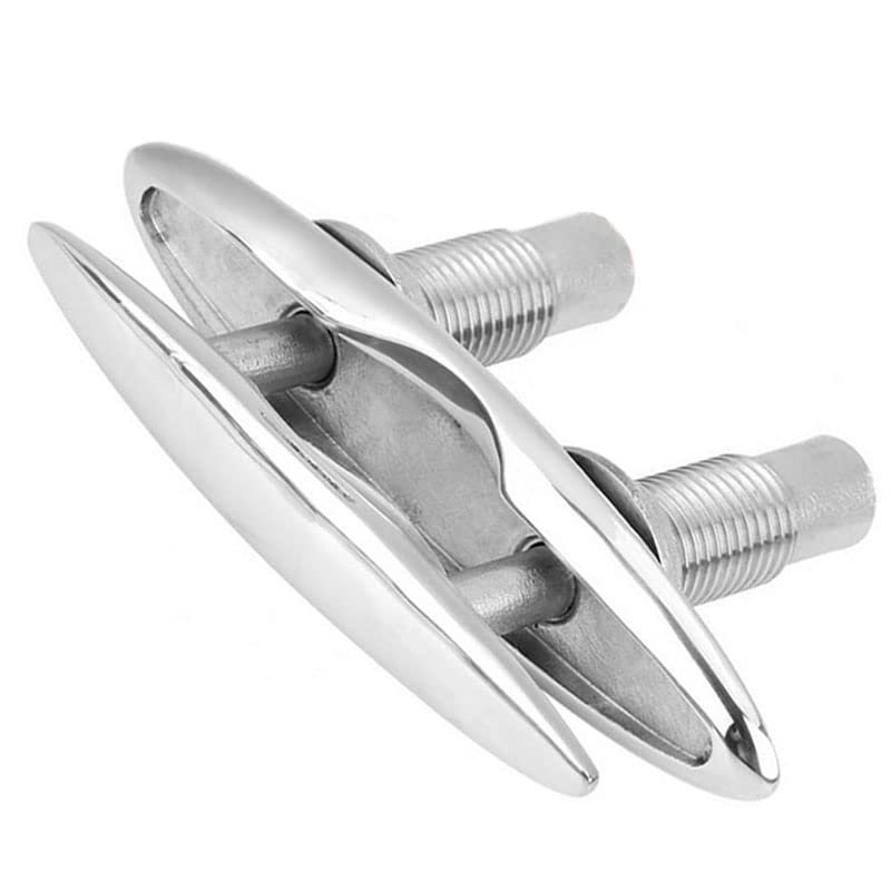 Eaglerich Boat Pull Up Deck Cleat 6 inch/150mm Heavy Duty Flush Mount Dock Cleat Double-Deck Push-Pull Cable Bolt for Kayak Boat and Dock Marine Stainless Steel