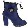 Pazzle Stylish 18 Womens Waterproof Chunky Heel Platform Drawstring Lug Sole Snow Boots (9, Navy) view 2