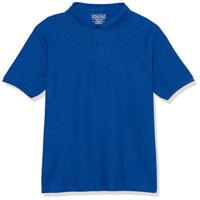 Nautica Boys' School Uniform Short Sleeve Pique Polo, Royal Blue, 4
