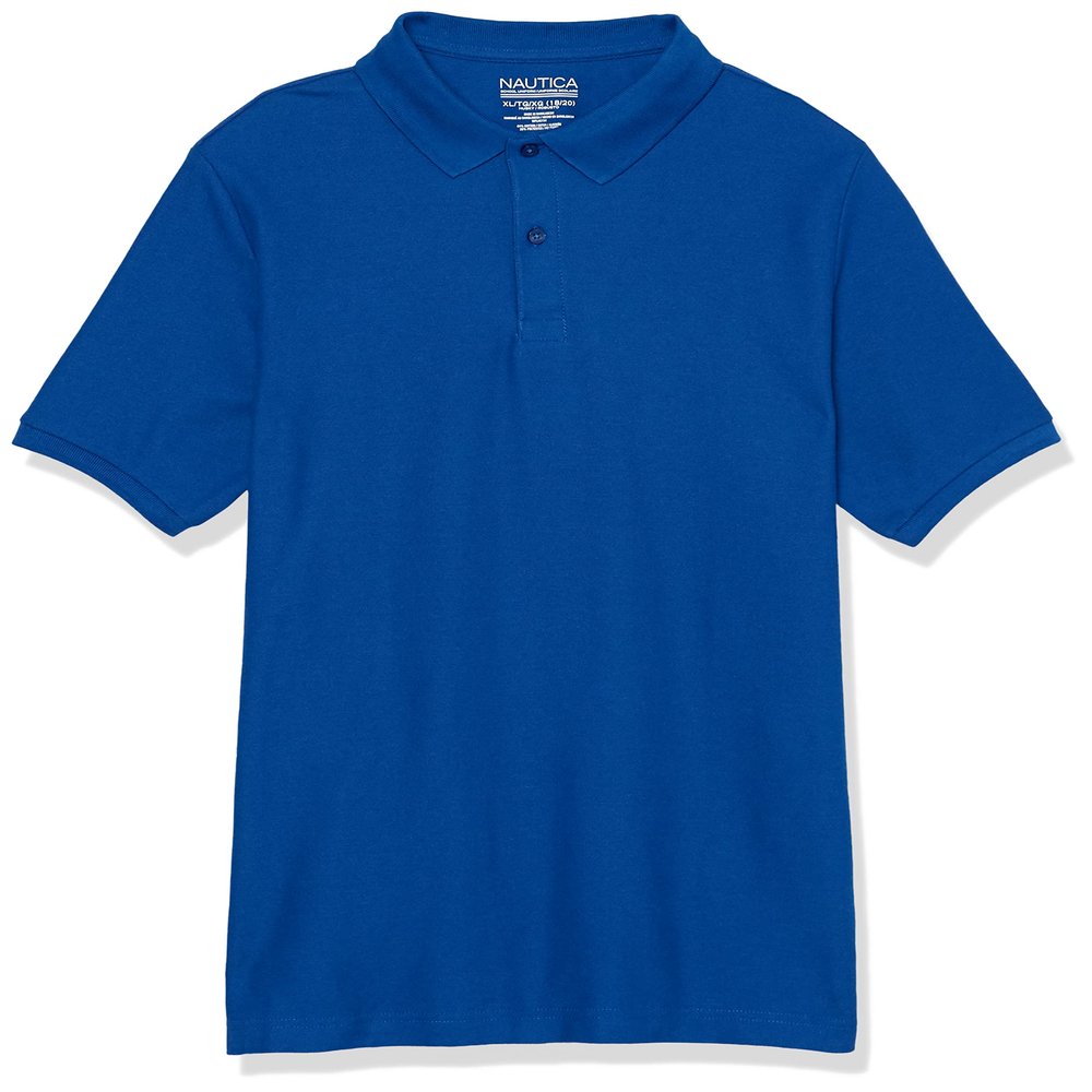 Nautica Boys' School Uniform Short Sleeve Pique Polo, Royal Blue, 4