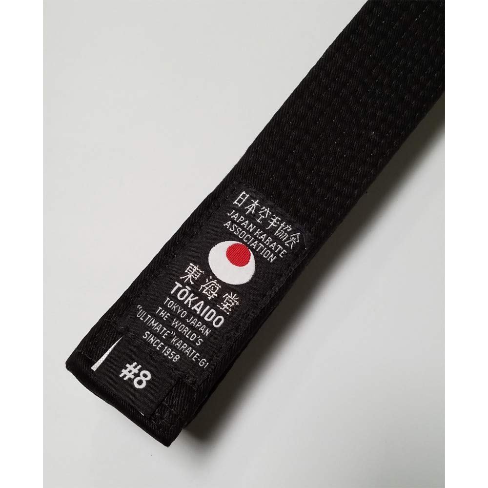 Tokaido Karate Belt, Black Cotton Belt - JKA (#4/275cm - 108" inches)