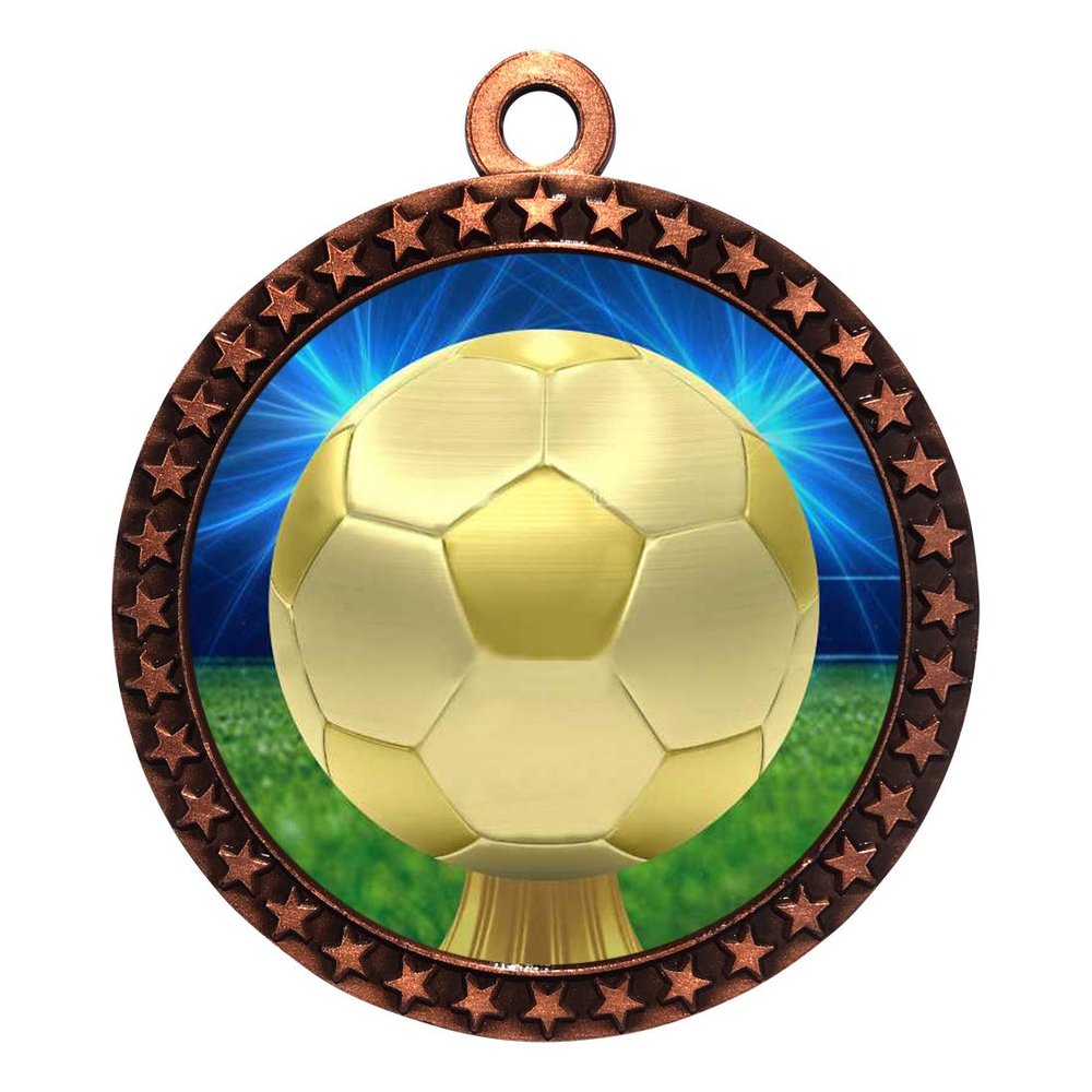 2-1/2 Inch Die-Cast Metal Award Medallion with Antique Bronze Finish and Attached 2 Inch Full Color Laminated Sport Insert.