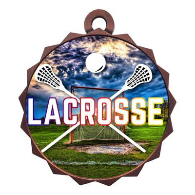 2-1/4 Inch Die-Cast Metal Award Medallion with Antique Bronze Finish and Attached 2 Inch Full Color Laminated Sport Insert.
