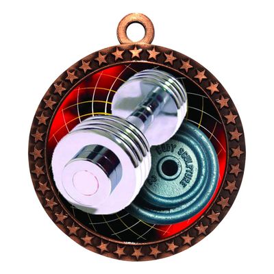 2-1/2 Inch Die-Cast Metal Award Medallion with Antique Bronze Finish and Attached 2 Inch Full Color Laminated Sport Insert.