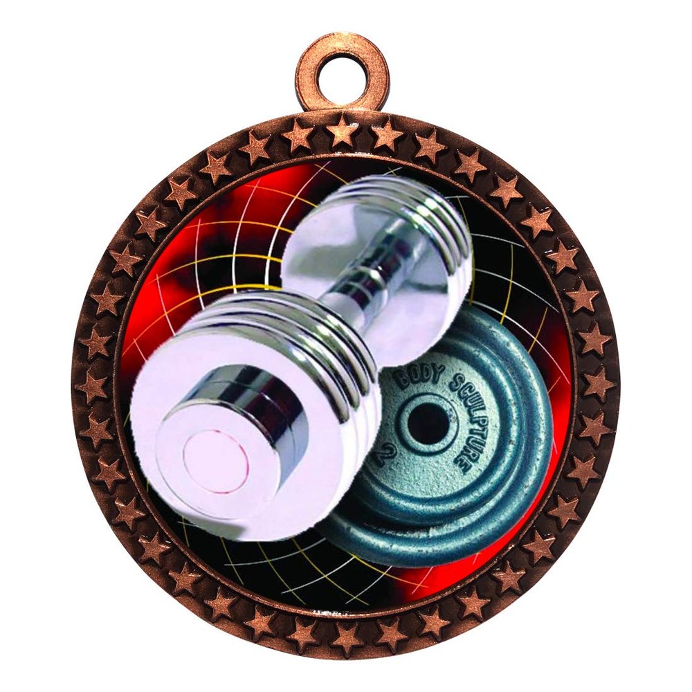 2-1/2 Inch Die-Cast Metal Award Medallion with Antique Bronze Finish and Attached 2 Inch Full Color Laminated Sport Insert.