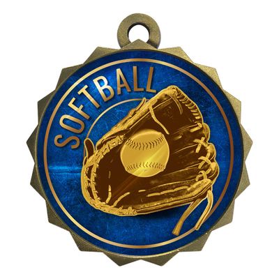 2-1/4 Inch Die-Cast Metal Award Medallion with Antique Gold Finish and Attached 2 Inch Full Color Laminated Sport Insert.