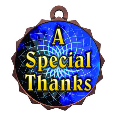 2-1/4 Inch Die-Cast Metal Award Medallion with Antique Bronze Finish and Attached 2 Inch Full Color Laminated Sport Insert.