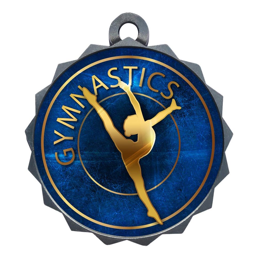 2-1/4 Inch Die-Cast Metal Award Medallion with Antique Silver Finish and Attached 2 Inch Full Color Laminated Sport Insert.
