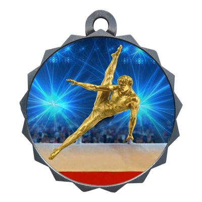 2-1/4 Inch Die-Cast Metal Award Medallion with Antique Silver Finish and Attached 2 Inch Full Color Laminated Sport Insert.
