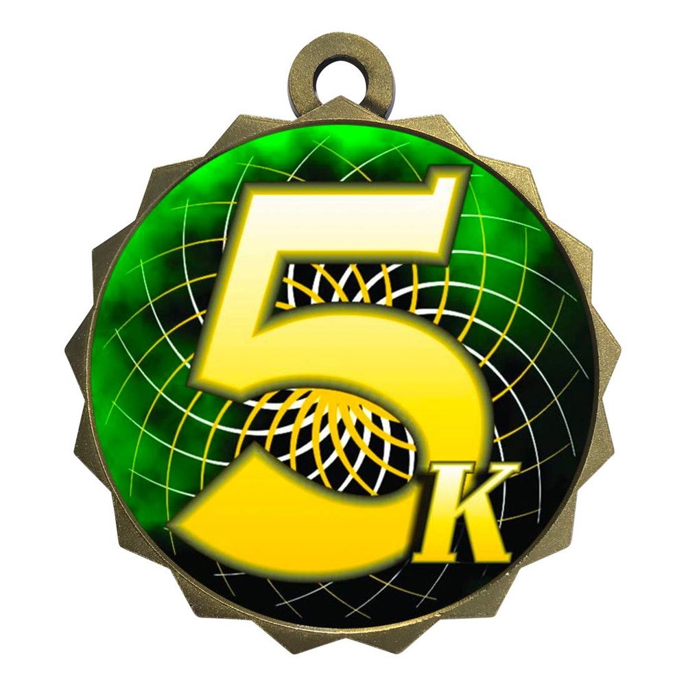 2-1/4 Inch Die-Cast Metal Award Medallion with Antique Gold Finish and Attached 2 Inch Full Color Laminated Sport Insert.