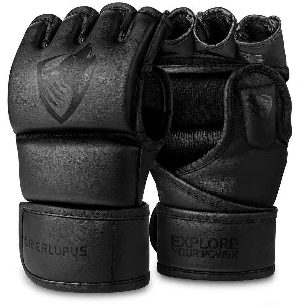 LIBERLUPUS MMA Gloves Sparring for Men Open Palm Training Gloves for Grappling, Kickboxing, Muay Thai, Youth Self-Defense, Heavy Bag Workouts Durable Synthetic Leather with Wrist Support