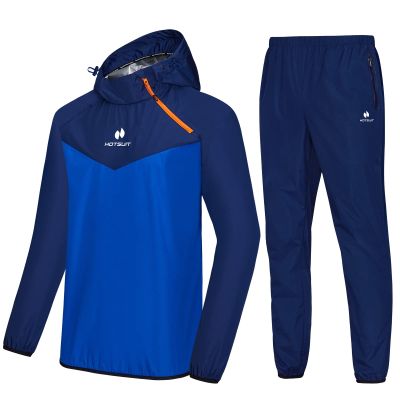 HOTSUIT Sauna Suit for Men Sweat Sauna Jacket Pant Gym Workout Sweat Suits, Navy, 4XL