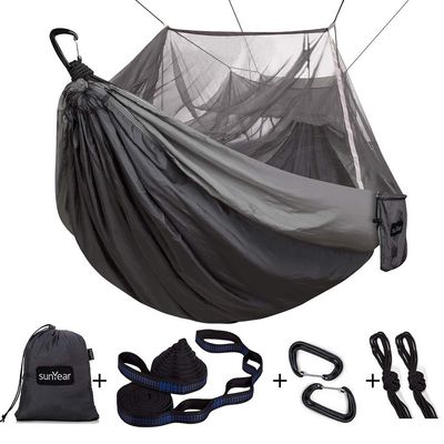 Sunyear Camping Hammock, Portable Single & Double Hammock with Net, 2 Person Hammock Tent with 2 * 10ft Straps, Best for Outdoor Hiking Survival Travel