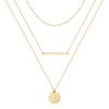 Ava Riley Dainty Gold Necklace for Women - Bar Hammered Disc Pendant Necklaces for Women Trendy - 14K Gold Silver Paperclip Chain Long Necklace Jewelry Set view 1