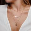 Ava Riley Dainty Gold Necklace for Women - Bar Hammered Disc Pendant Necklaces for Women Trendy - 14K Gold Silver Paperclip Chain Long Necklace Jewelry Set view 4